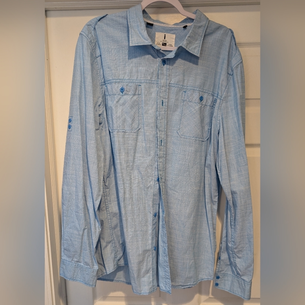 i Jeans by Buffalo David Bitton Blue Cotton Long Sleeve Casual Button Down cthny